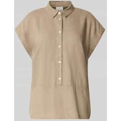 regular fit blouse van mix van linnen en viscose model 'LINNO'