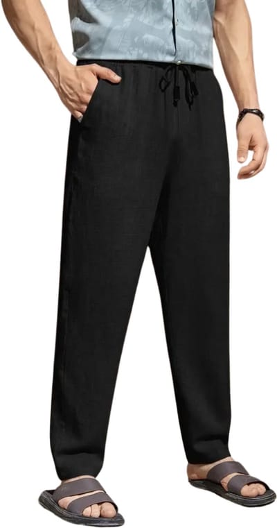 Livano Linnen Broek Heren - Zomerbroek - Volwassenen - Lange Broek - Pantalon - Strandbroek - Zomer - Ibiza Stijl - Zwart - Maat XS