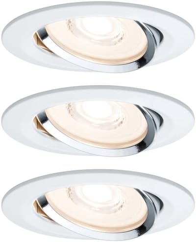 Premium LED-inbouwlamp Coin Basisset zwenkbaar rond 84 mm 50° Coin 3x6,8W 3x463lm 230V dimbaar 2700K Wit, Chroom