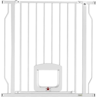 4goodz Verstelbaar Traphek met Kattenluik - Montage zonder boren 75-85 cm - Wit