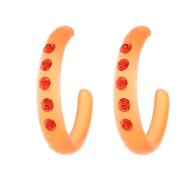 Behave® oorbellen stekers ringen oranje smal 3 cm – opvallende zomertrend