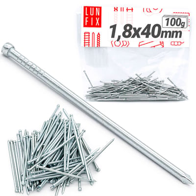 LUN FIX - Stauchkopf spijkers 1,8 x 40 mm - 100g (ca. 120 stk.) - Verzinkte bouwspijkers - Houten spijkers voor bouwprojecten