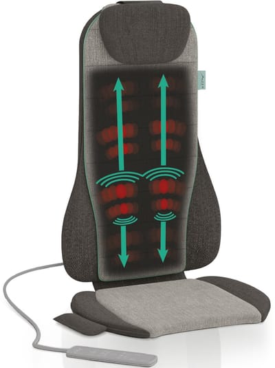 Olympus - ZEN - Shiatsu Rollende en Percussie Massagestoel voor ontspanning - rug - met SiliComfort gel - met kalmerende warmte en aromatherapie - Oeko-Tex stof