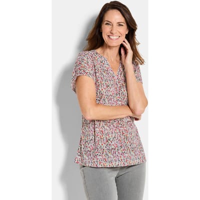 Jersey shirt met millefleursprint - meerkleurig / gedess. - Gr. 44 van Goldner Fashion