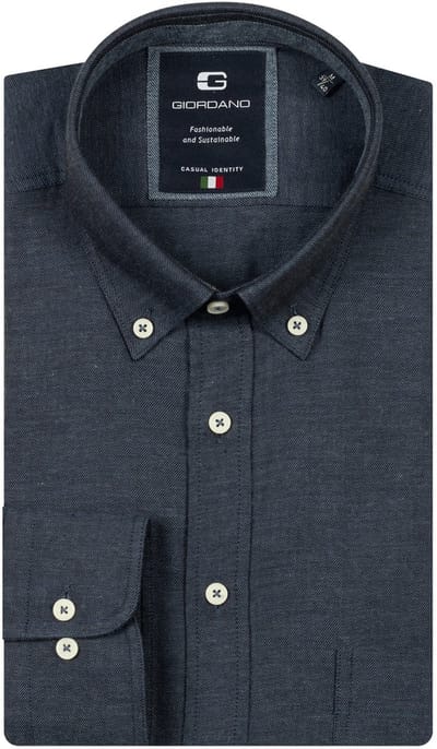 Giordano - Lange mouw overhemd - Heren - 3XL - Blauw - Katoen - 527005