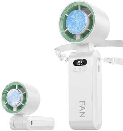 Koelventilator - Handventilator - Met koelfunctie - Snelheid (1-199) - Oplaadbaar - Gezichtsventilator - Nekventilator - Tafelventilator - Turboventilator - Met Draagkoord - Mini Airco - Draagbare - Aircooler - Luchtbevochtiger - Mini Fan - Wit