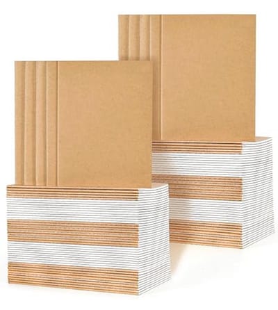 A5 Notitieboekjes - Set van 100 Lege Pagina's, Kraft Papier, Perfect voor School, Kantoor en Reizen