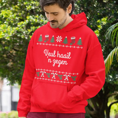 Groningen Kerst Hoodie Rood Veul Haail 'N Zegen Candy Cane - Maat XS - Uniseks Fit - Kerstkleding Voor Dames & Heren
