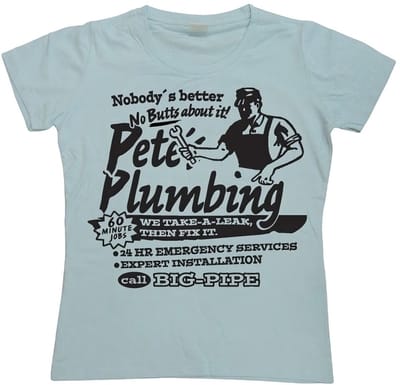 Hybris Petes Plumbing Girly T-shirt voor dames, hemelsblauw