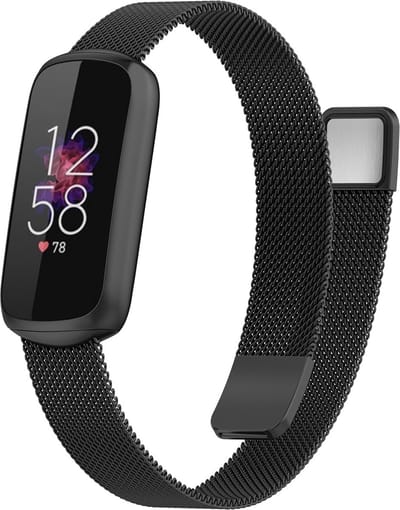 By Qubix - Compatible Fitbit bandje - Geschikt voor fitbit luxe bandje - Milanese bandje - Zwart Smartwatchbandje horlogeband polsband Armband Strap Band Watchband