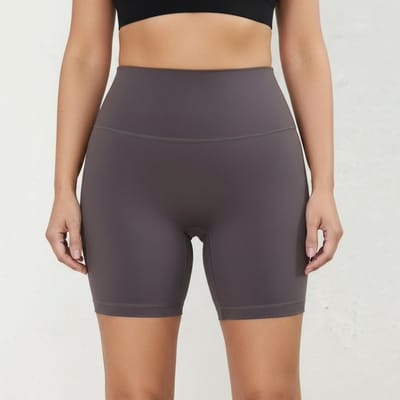 Dames zomer yogashort-hoog taille-elastisch-heupvormend-huidvriendelijk fitnesskleding——Taupebruin, S