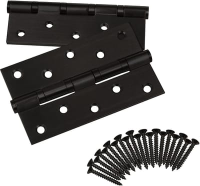 SOTECH 2 deurscharnieren 127 x 76 x 2,5 mm schroefscharnier RVS SS304 zwarte kogellagers met RVS schroeven draagvermogen 75 kg