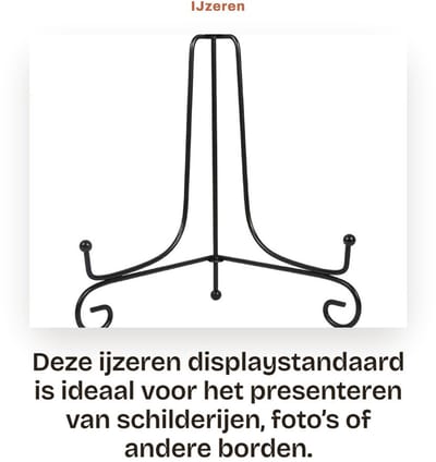 Dailygoods- Displaystandaard Zwart - IJzeren Standaard - Tentoonstellingsstandaard - Schildersezel - Stabiele Basis - Verstelbare Hoogte 10,5-30,5 cm