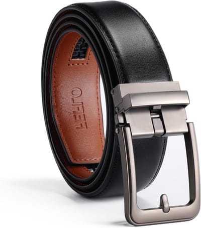 Stijlvolle Heren Leren Riem in Zwart - Verstelbare Ratchet Riem voor Jeans en Kostuums, Perfect als Cadeau voor Mannen