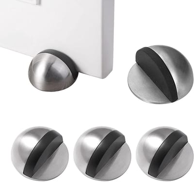 Zelfklevende Deurstoppers - Vloer Stopper - Muren Beschermen - Boren Niet Nodig - 45x45x25mm - Zilver