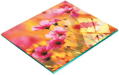 Duurzame en stijlvolle glazen snijplank met Cosmos Garden-patroon 60x52 cm