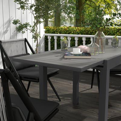 Tuintafel - Uitschuifbare Eettafel Voor 6 Personen En Lattenblad - Voor Balkon, Tuin En Terras - Aluminium - 81/162x80x75 Cm - Grijs