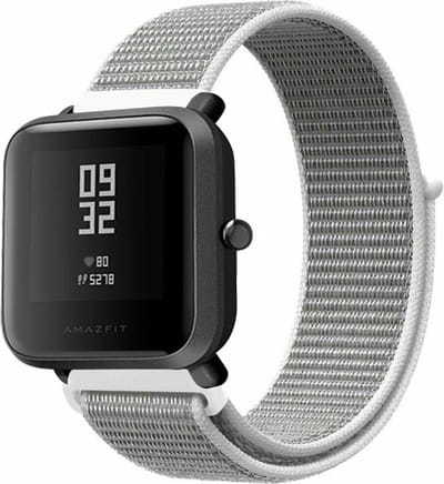Nylon bandje geschikt voor Xiaomi Amazfit Bip / GTS / GTS 2 / GTS 3 / GTS 4 - Mini / Bip Lite / Bip U / Bip U Pro - Zeeschelp Grijs