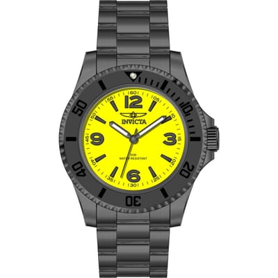 Invicta Specialty 69718 Herenhorloge - Quartz Uurwerk - Roestvrij Staal met Gele Wijzerplaat - 40 mm