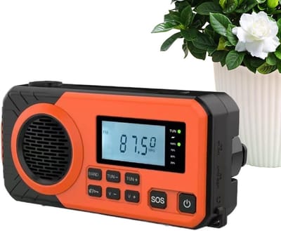 Radio op Zonne-energie - Zwengelradio Noodradio - Kamperen Noodsituaties - Ingebouwd LED Licht - 15 x 8 x 5 cm