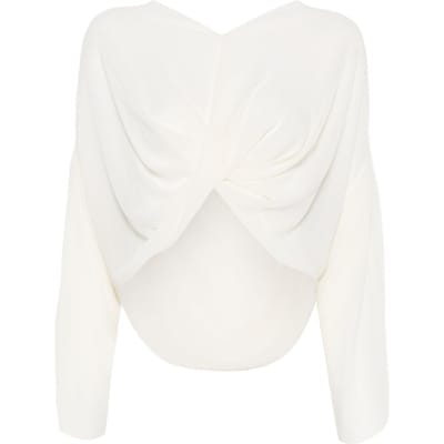 mm6 maison hamer top witte vrouw lange mouwen
