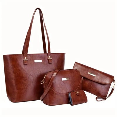 Bovista Handtas Dames - Schoudertas - School - Shopper - Schooltas - Werktas - 4-Delige Set - Donkerbruin