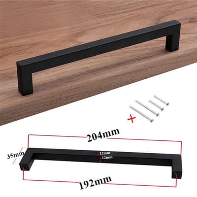 DW4Trading RVS Handgreep met Schroeven - Keuken Meubel Deur - Zwart - 204 mm