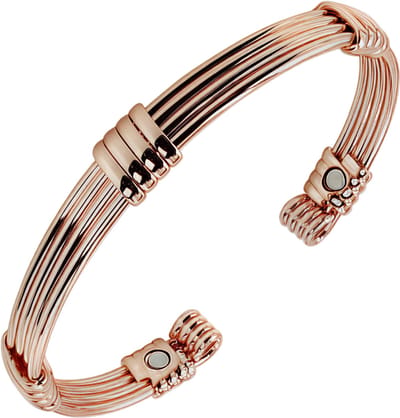 Mode zuiver koperen magnetische armband – Verstelbare gevlochten streep armband, elegant ontwerp en comfortabel draagbaar accessoire