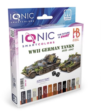 AMMO by Mig Jimenez Hobbyverf Acrylverf - MIG IO1213 Ionic Smart Colors - WWII German Tanks 1939 -1942 Kleurenset - Acryl Set 12x20ml Verf set - 12x 20 ml