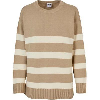 Urban Classics - Striped Knit Crewneck sweater/trui - XS - Beige