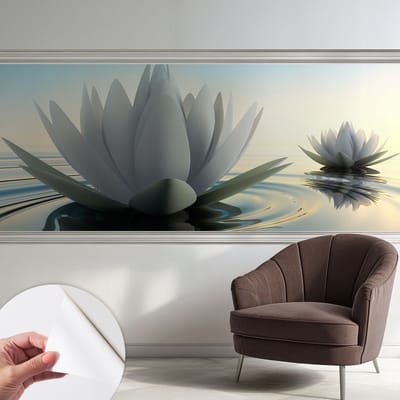 Coloray Zelfklevend Behang - Waterlelies Stickerbehang op rol - 250x104 cm - Wit Zelfklevend Behang - Voor de slaapkamer, woonkamer en badkamer. - Plakklare achterzijde - Zelfklevend fotobehang