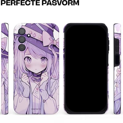 Casetastic hoesje geschikt voor Samsung Galaxy A15 5G / Samsung Galaxy A15 4G - Dubbellaagse bescherming - Strik en Staren - Fashion Case - Lila Lichtgrijs Wit Lichtroze