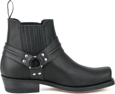Mayura Boots 04 Zwart/ Cowboy Western Enkellaars Heren Dames Vierkante Neus Vast Spoor Elastiek Sluiting Maat EU 39