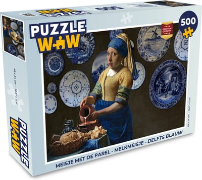 Puzzel Meisje met de parel - Melkmeisje - Delfts Blauw - Legpuzzel - Puzzel 500 stukjes
