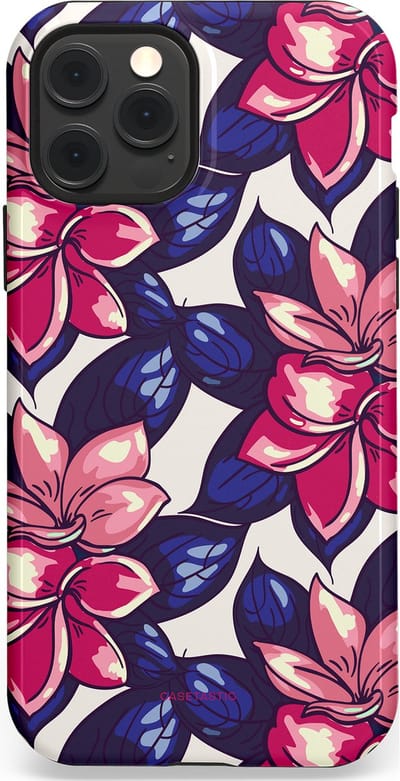 Casetastic hoesje geschikt voor Apple iPhone 12 / Apple iPhone 12 Pro - MagSafe - Dubbellaagse bescherming - Tropen paradijs - Fashion Case - Donkerblauw Roze Koraal Lila