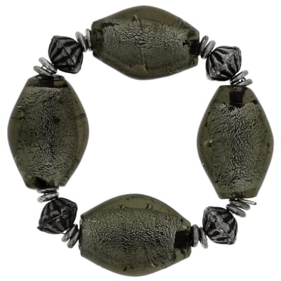 Behave - elastische armband - grijze glaskraal - stijlvol statement