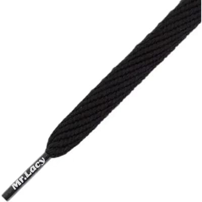 Mr. Lacy - Schoenveters - Veters - Sneakerveters  - Flatties - Plat - Zwart - Veterlengte 130 cm – Breedte 10 mm