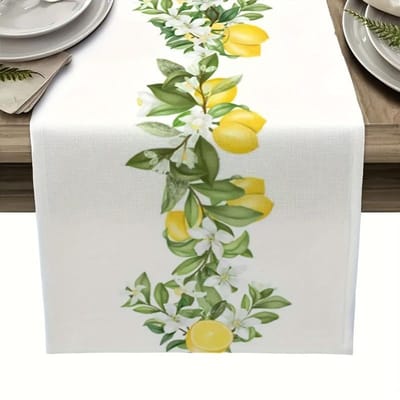 Lente Thema Citroenpatroon Linnen Tafel Runner Huisfeest Decor Seizoensgebonden Zomer Keuken Eettafel Runners Eettafel Decor 150x33cm