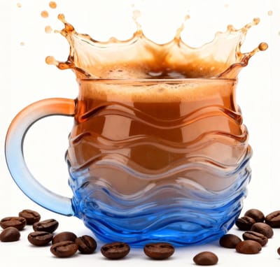 Golvend design koffiekopjes van glas, unieke handgemaakte mokken voor vriendinnen, ideaal voor strandfeesten en als cadeau