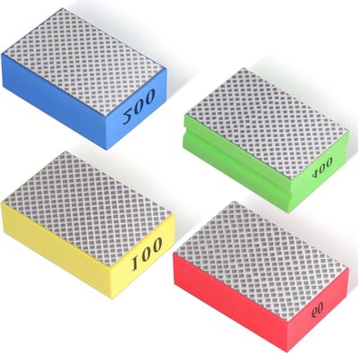 Set van 4 Schuurblokken voor Handmatig Polijsten - Diamant Schuurpads voor Steen, Keramiek en Glasbewerking
