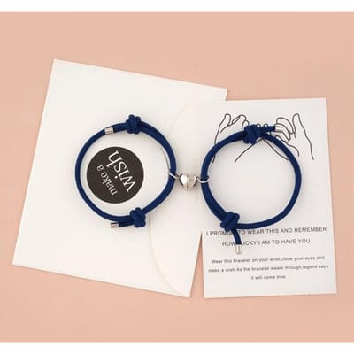 Romantische 2 stuks/set Hart Magnetische Koppel Armbanden Mannen Vrouwen Klassiek Zwart Wit Gepaarde Geliefden Armband Verstelbare Armband Knoop Adjustable beige