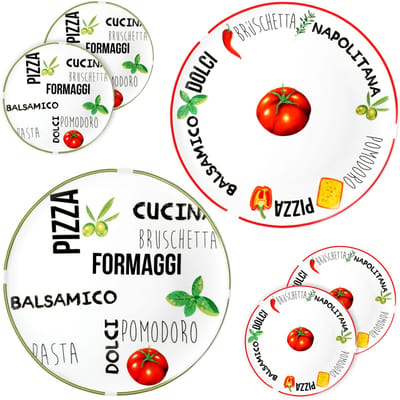 MamboCat Set van 6 pizzaborden tomaat Ø 31cm - 3x groen & 3x rood