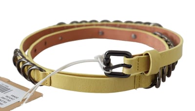 John Galliano Gele Leren Luxe Slim Gesp Chic Riem