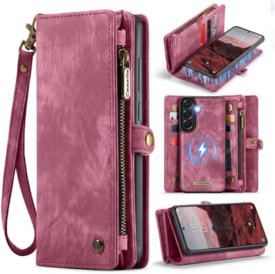 CaseMe Hoesje - Geschikt voor Samsung Galaxy A37 Hoesje - CaseMe 008 2-in-1 Book Case & Back Cover met Portemonnee - Pink