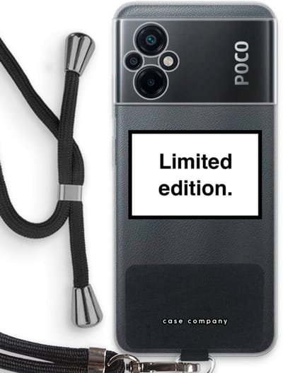 Case Company® - Hoesje met koord geschikt voor Xiaomi Poco M5 hoesje met Koord - Limited edition - Telefoonhoesje met Zwart Koord - Bescherming aan alle Kanten en Over de Schermrand