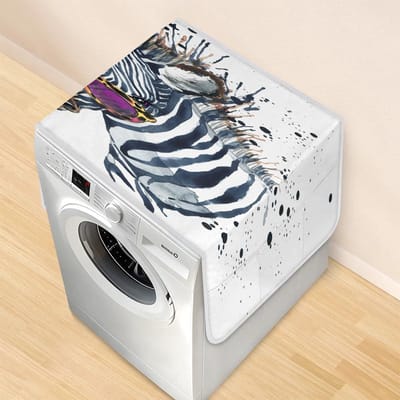 Wasmachine Drogerhoes - Apparaatbeschermer - Apparaten Beschermen - Met Opbergvakken - 117 x 485 cm - Aquarel Zebra