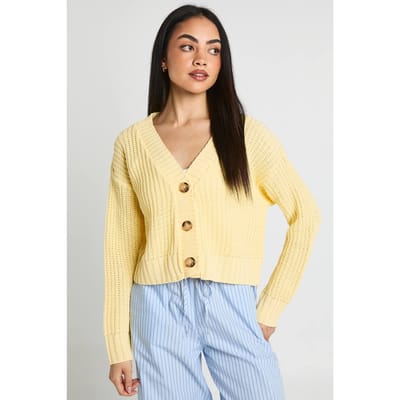 boohoo Dames Doorknoop Crop Vest | Citroen | Maat: Medium