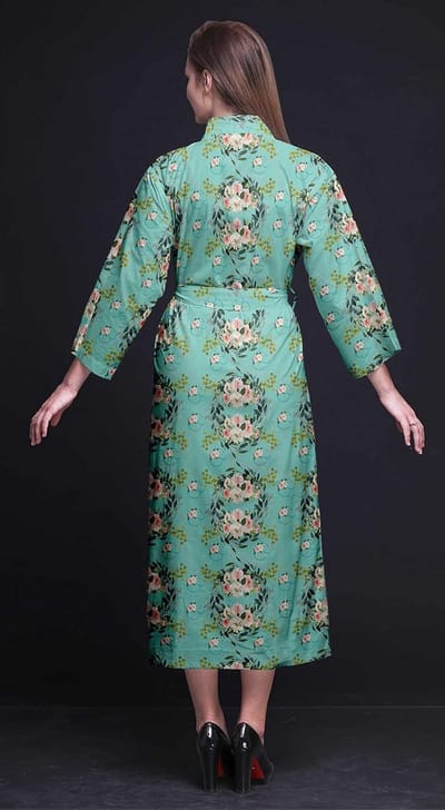 Luxe Katoenen Badjas met Print voor Dames en Meisjes - Kimono Stijl