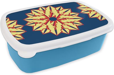 Broodtrommel Blauw - Lunchbox - Brooddoos - Sterren - Patronen - Abstract - 18x12x6 cm - Kinderen - Jongen