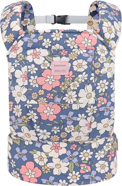 Draagzak Kinderen - Draagtas Peuters - Comfortabel Dragen - 3-in-1 Model - Tot 15kg - Bloemenprint Blauw